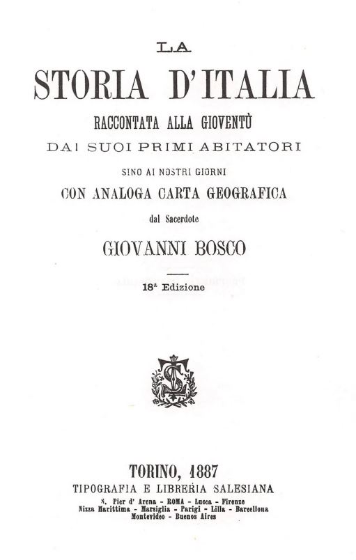 Giovanni Bosco – La Storia d'Italia raccontata alla gioventù dai suoi primi  abitatori sino ai giorni nostri. – Salesian OnLine Resources